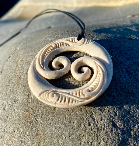 Double Koru in Whale Bone