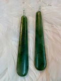 Greenstone long drop earrings