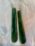 Greenstone long drop earrings